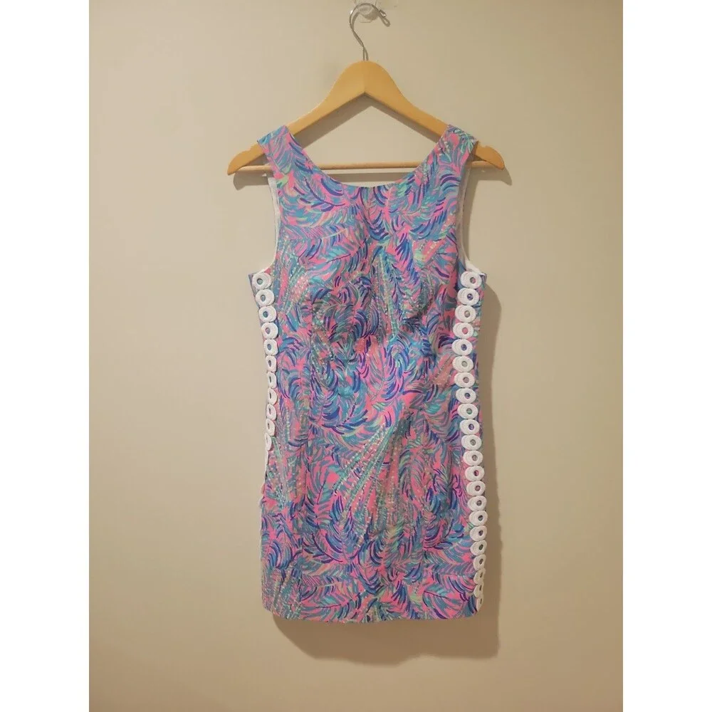 Lilly Pulitzer Mila Shift DressPink Sunset Coco Breeze Print Sleeveless Size 4 - Picture 2 of 10